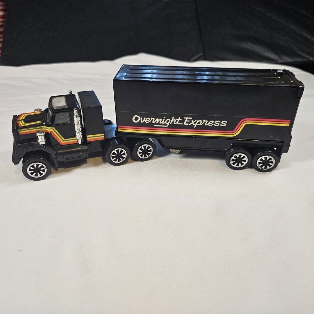 Clover Toys Overnight Express Black Plastic/Metal Tractor Trailer/Semi Truck Toy